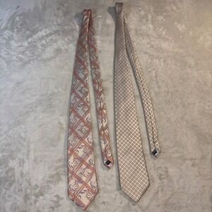 Steve Harvey Collection Mens Silk Tie Bundle Geometric Paisley Orange Purple 2pc